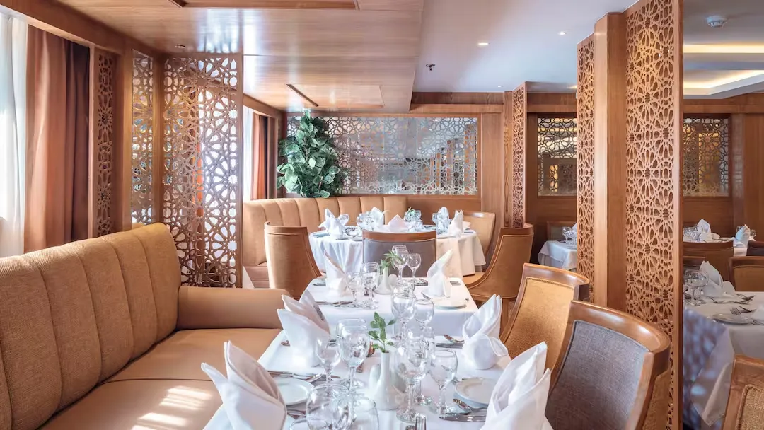 Restaurant aboard the JAZ Bahareya Nile Cruise Nile cruise